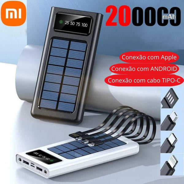 001 - Xiaomi Carregador de Bateria Solar Power Bank 200000mAh
