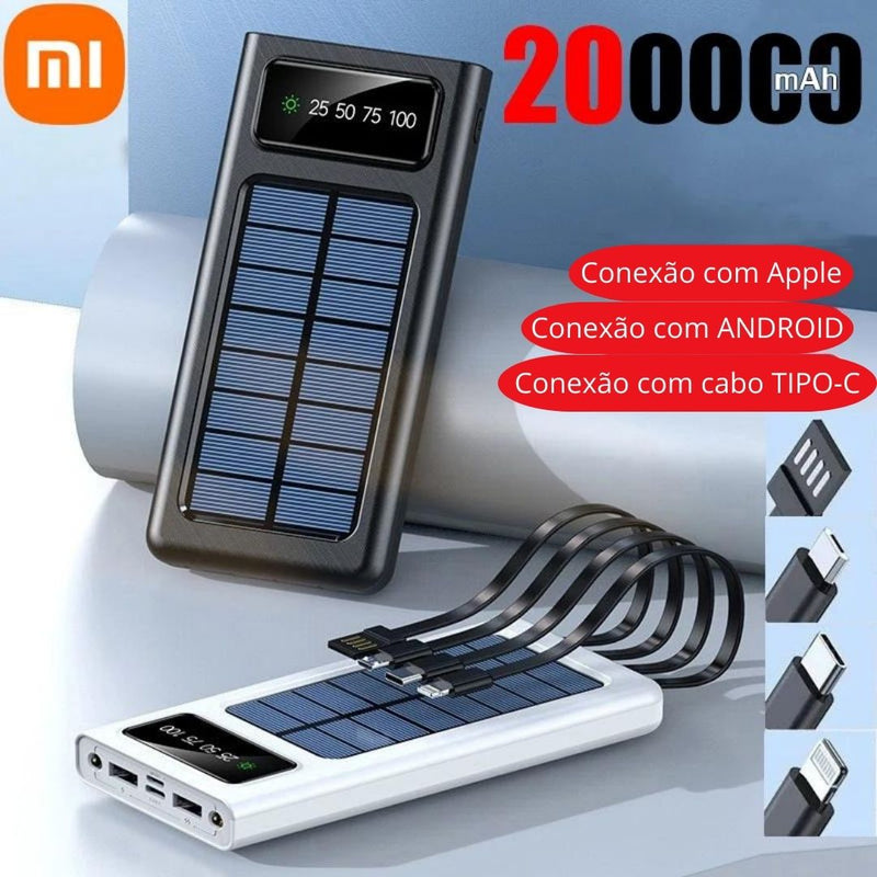 001 - Xiaomi Carregador de Bateria Solar Power Bank 200000mAh