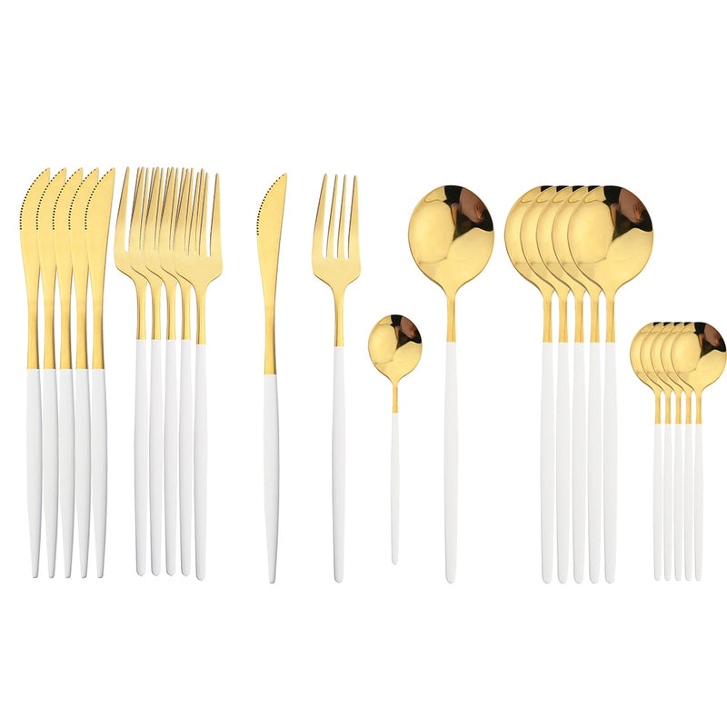 Conjunto de Talheres Dinnerware Dourado 24 Peças