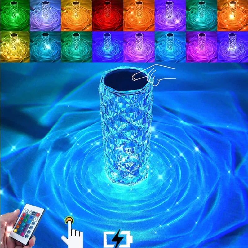 Luminária De Cristal Com 16 Cores Sensível ao Toque